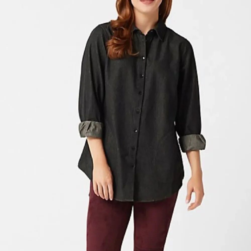 Joan Rivers Denim Shirt with Back Button Details